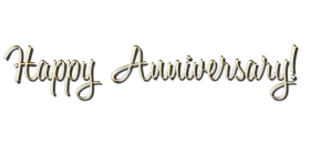 Elegant Cursive Happy Anniversary Clipart with Stylish Metallic Lettering