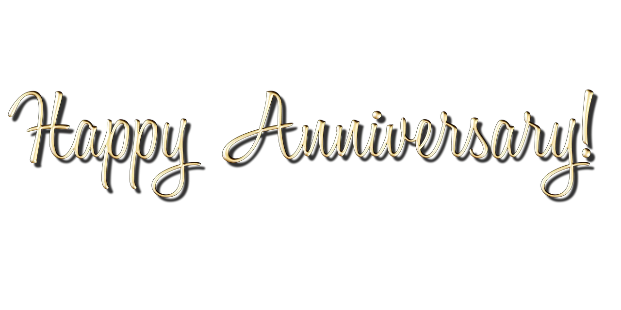 Elegant Cursive Happy Anniversary Clipart with Stylish Metallic Lettering