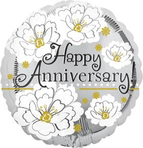 Elegant Floral Sketch Anniversary Celebration Balloon Clipart Design