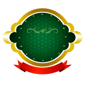 Elegant Green and Gold Anniversary Celebration Decorative Clipart Design Element