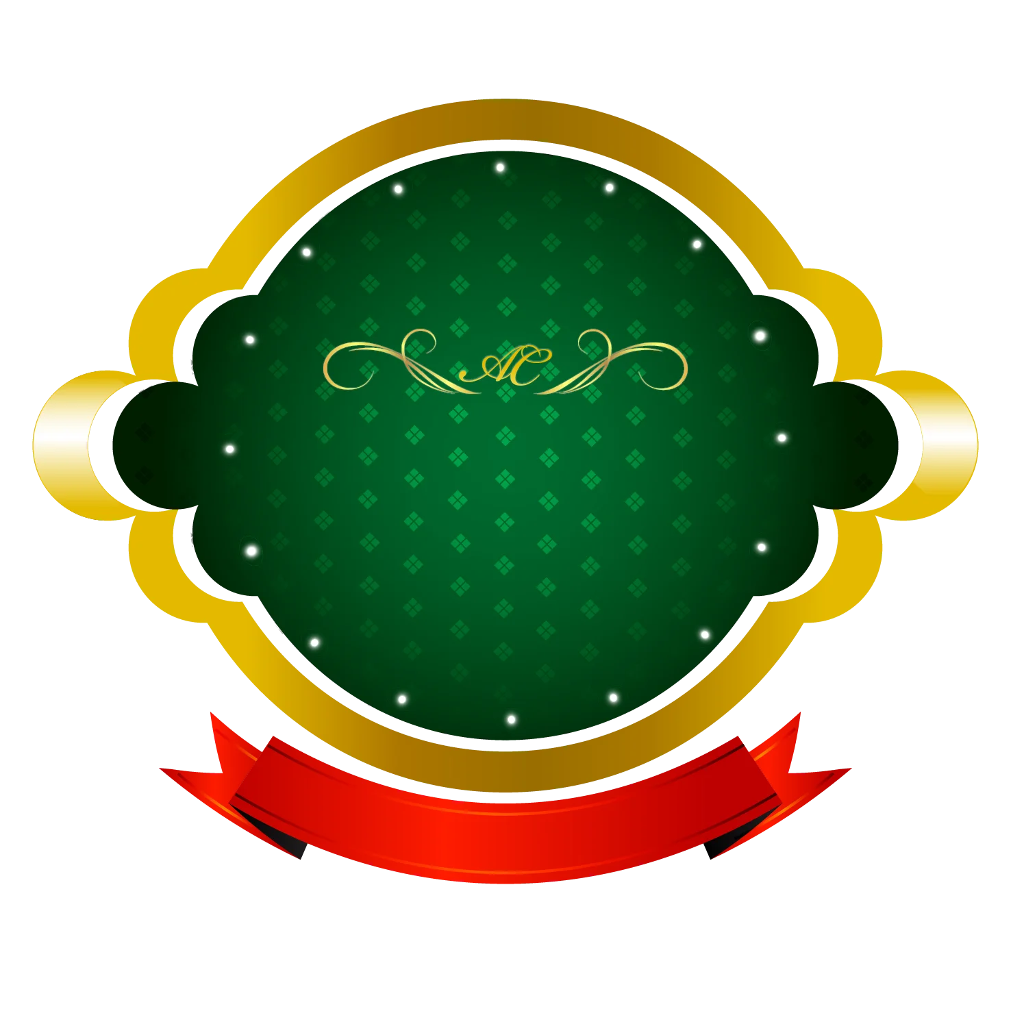 Elegant Green and Gold Anniversary Celebration Decorative Clipart Design Element
