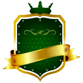 Elegant Green and Gold Anniversary Shield Clipart with Royal Crown Emblem