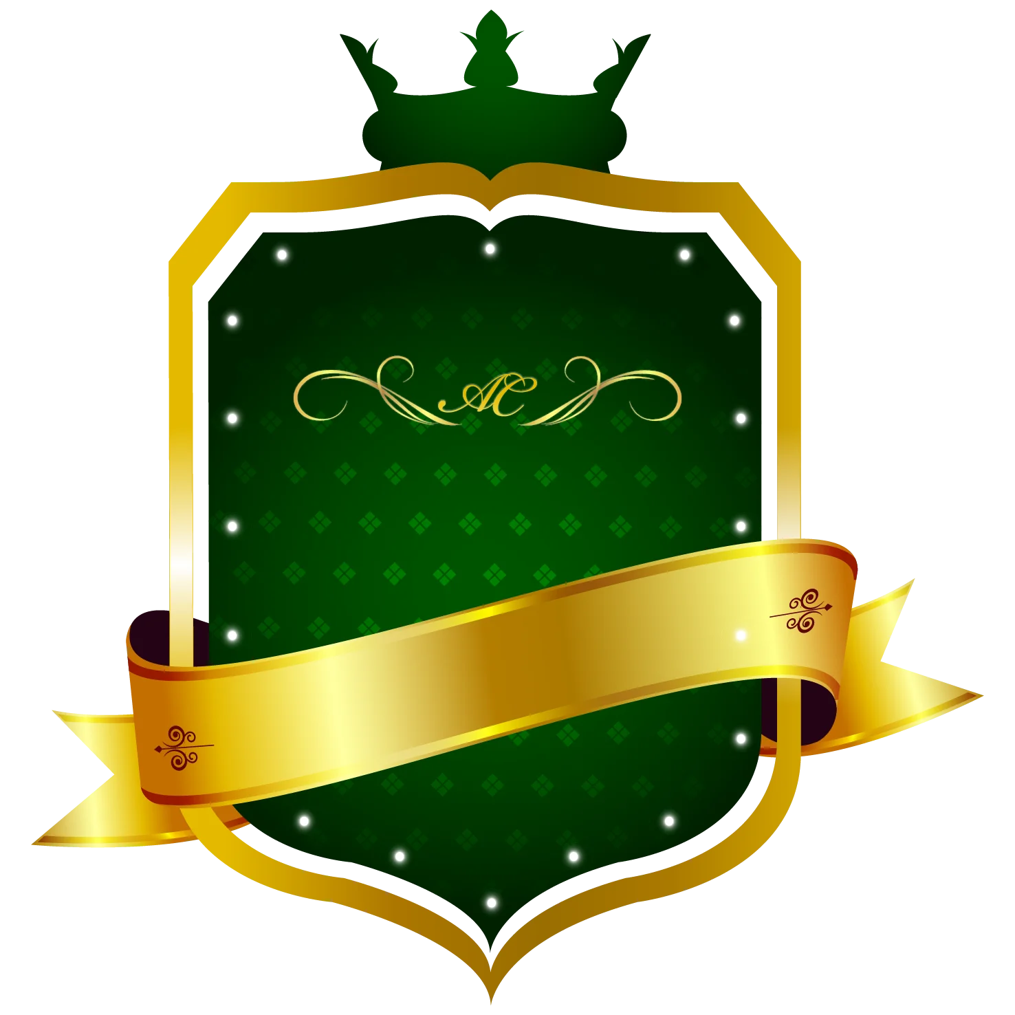 Elegant Green and Gold Anniversary Shield Clipart with Royal Crown Emblem