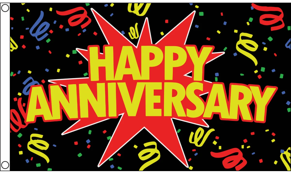 Explosive Colorful Happy Anniversary Celebration Clipart Design with Dynamic Star