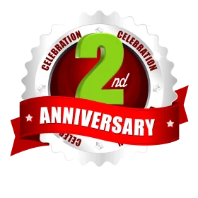 Festive Green and Red 2nd Anniversary Celebration Clipart Design with Ribbon