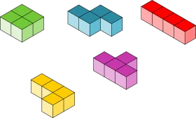 Geometric 3D Block Arrangement Showcasing Diverse Color Palette Clipart Design