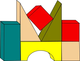 Geometric Building Blocks Clipart: Abstract Construction Shape Arrangement