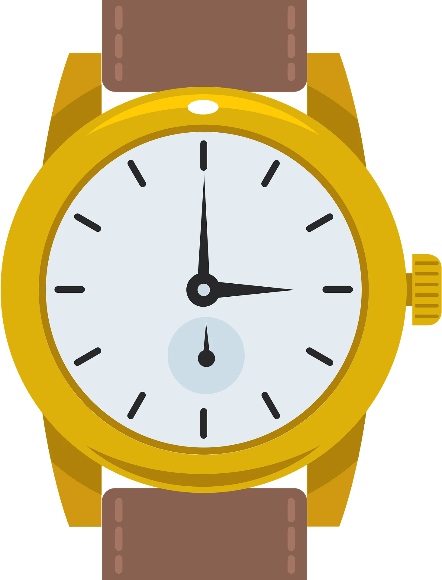 Golden Classic Analog Wristwatch Clipart with Elegant Brown Leather Strap
