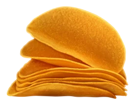 Golden Crispy Wavy Potato Chips Clipart Illustration in Stacked Design