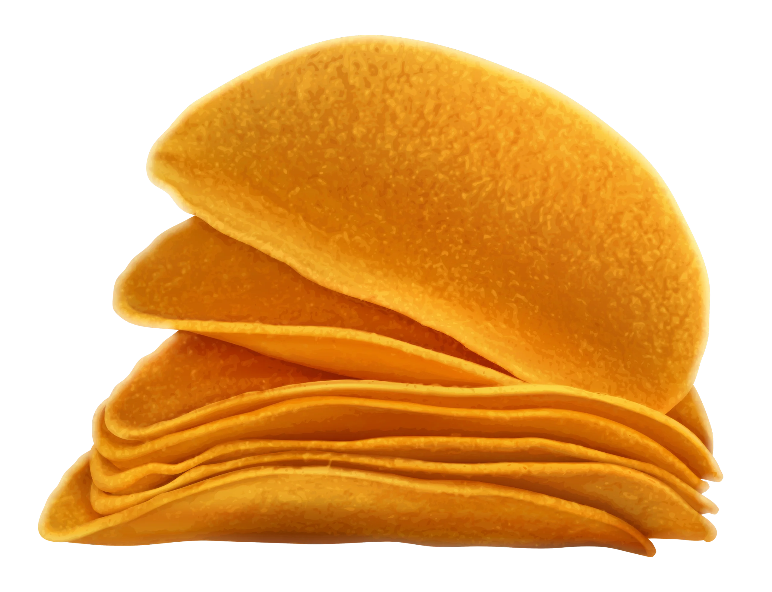 Golden Crispy Wavy Potato Chips Clipart Illustration in Stacked Design