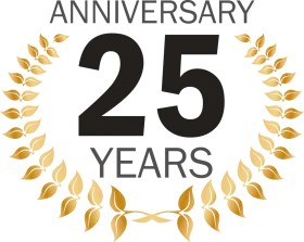 Golden Laurel Wreath Celebrating 25 Years Anniversary Commemorative Clipart Design