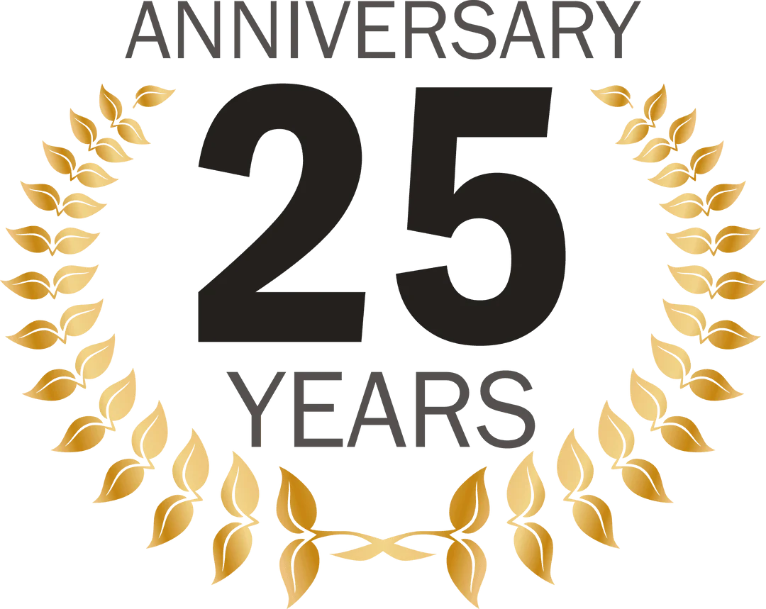 Golden Laurel Wreath Celebrating 25 Years Anniversary Commemorative Clipart Design