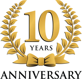 Golden Laurel Wreath Commemorating Decade-Long Achievement Anniversary Clipart Design