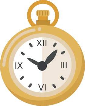Golden Vintage Pocket Watch Classic Analog Timepiece Clipart Design