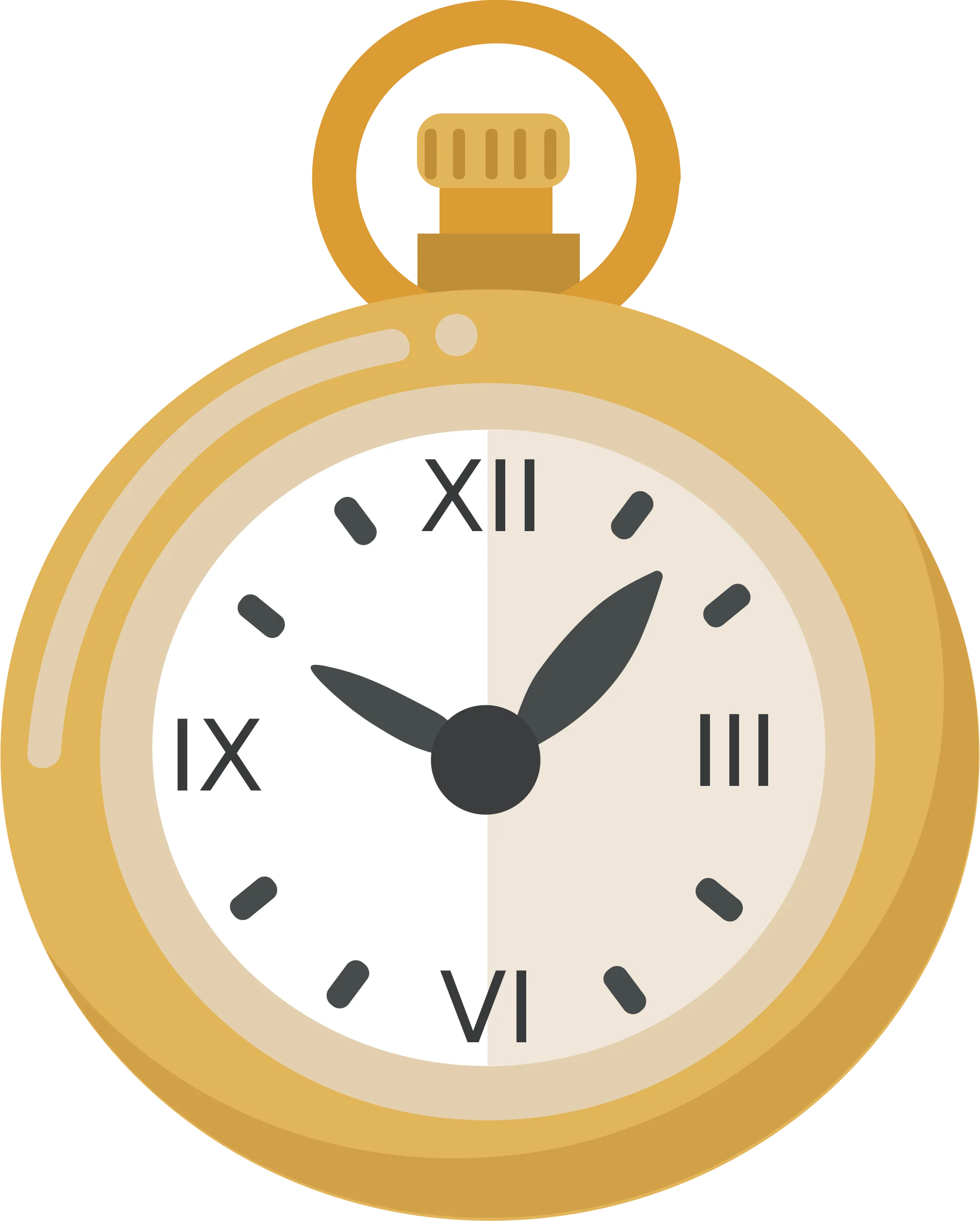 Golden Vintage Pocket Watch Classic Analog Timepiece Clipart Design