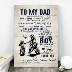 Heartfelt Motorcycle Father-Son Bond Clipart Poster Design with Emotional Message