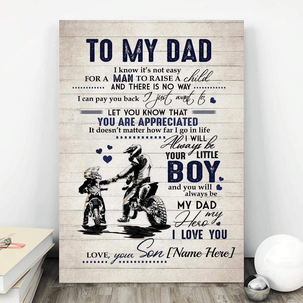 Heartfelt Motorcycle Father-Son Bond Clipart Poster Design with Emotional Message