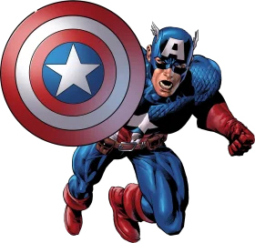 Heroic Captain America Shield-Wielding Superhero Classic Comic Book Clipart Illustration