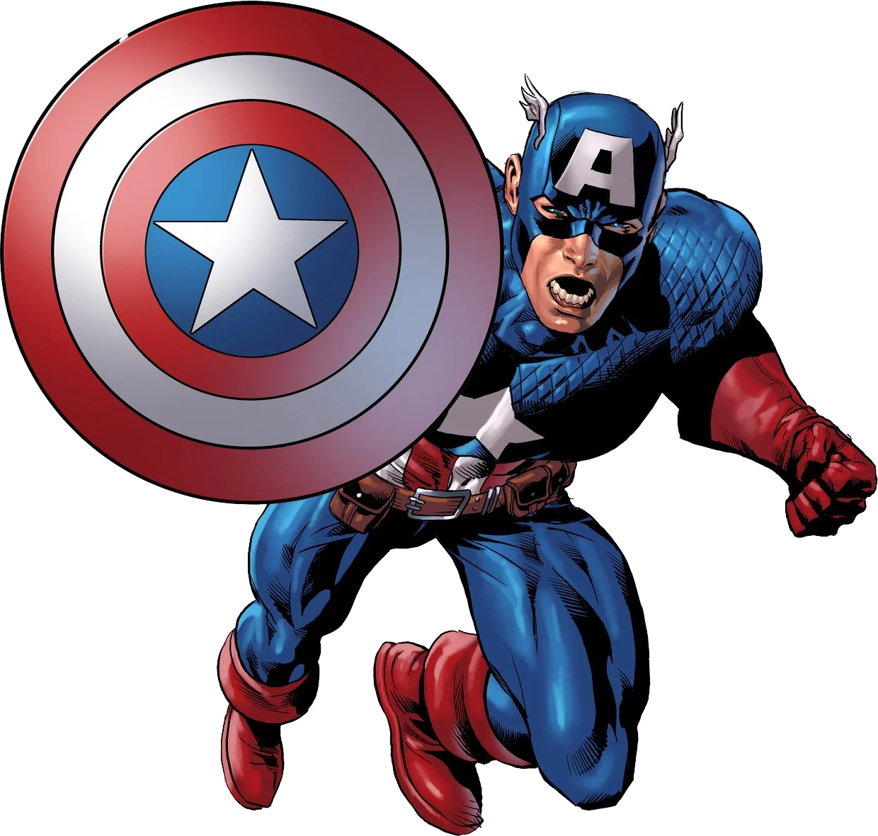 Heroic Captain America Shield-Wielding Superhero Classic Comic Book Clipart Illustration