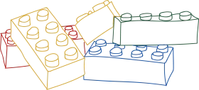 Interconnected LEGO-Style Building Blocks Clipart - Creative Construction Illustration