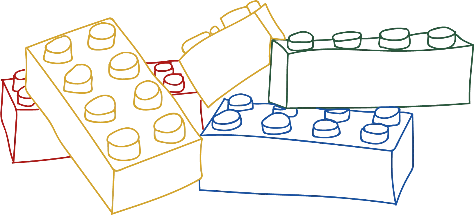 Interconnected LEGO-Style Building Blocks Clipart - Creative Construction Illustration