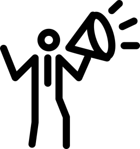 Minimalist Announcement Clipart with Stick Figure and Megaphone