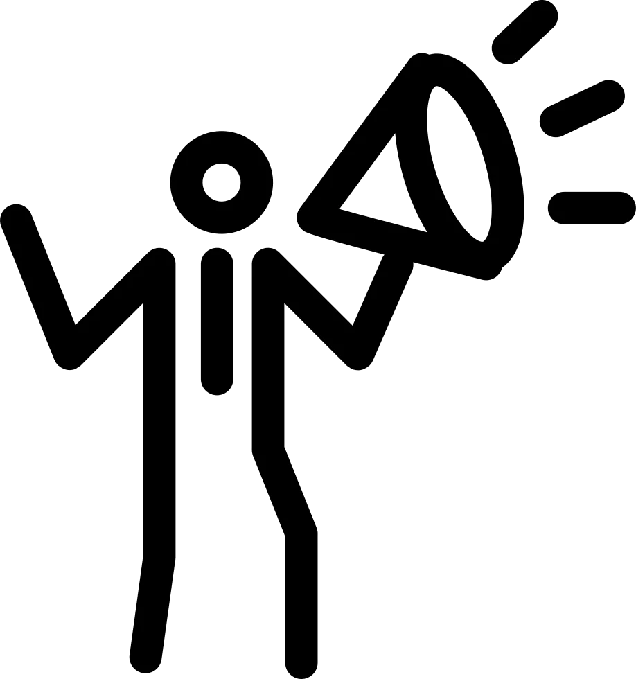 Minimalist Announcement Clipart with Stick Figure and Megaphone