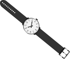 Minimalist Black and White Analog Wristwatch Clipart Illustration Design