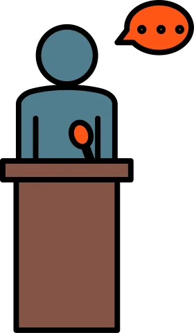 Minimalist Speaker Announcement Podium Clipart Design with Speech Bubble