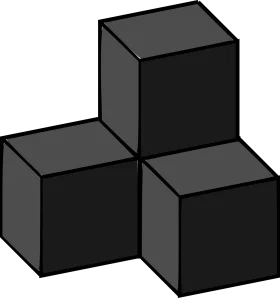 Monochromatic 3D Cubic Structure Geometric Blocks Clipart Design