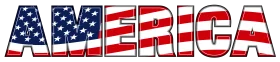 Patriotic AMERICA Typography Clipart Design with United States Flag Colors
