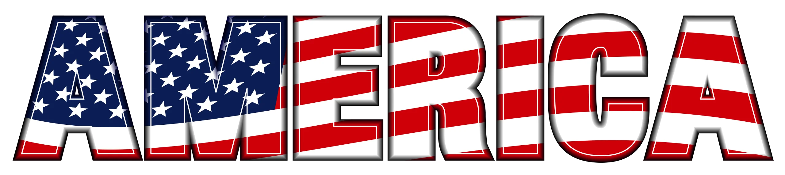 Patriotic AMERICA Typography Clipart Design with United States Flag Colors