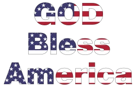 Patriotic God Bless America Clipart Graphic with Stars and Stripes Typography
