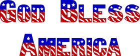 Patriotic God Bless America Clipart with Stars and Stripes Typography Design