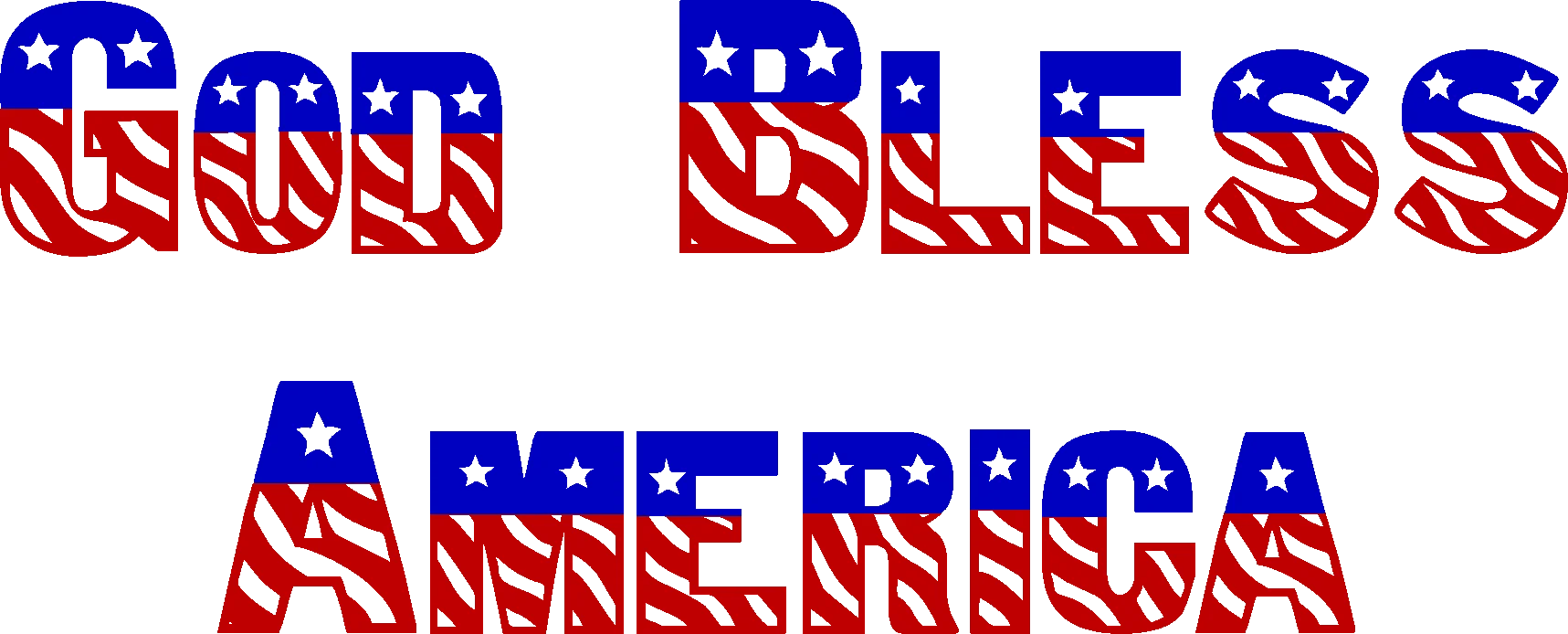 Patriotic God Bless America Clipart with Stars and Stripes Typography Design