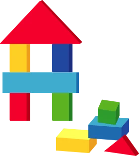 Playful Geometric Building Blocks Clipart: Constructive Architectural Design