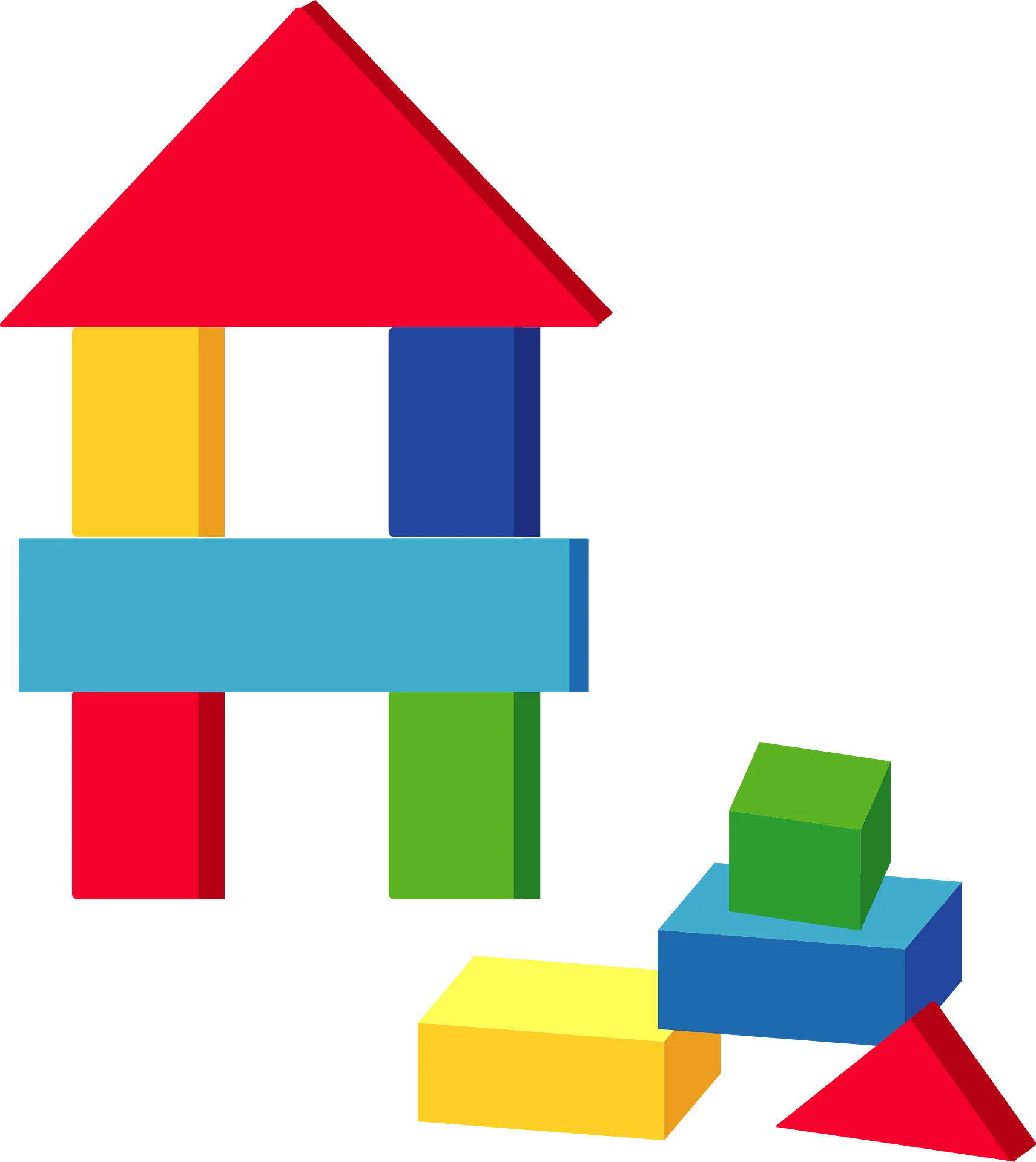 Playful Geometric Building Blocks Clipart: Constructive Architectural Design