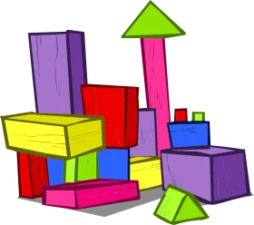 Playful Geometric Shapes Stacked Colorful Building Blocks Clipart Design