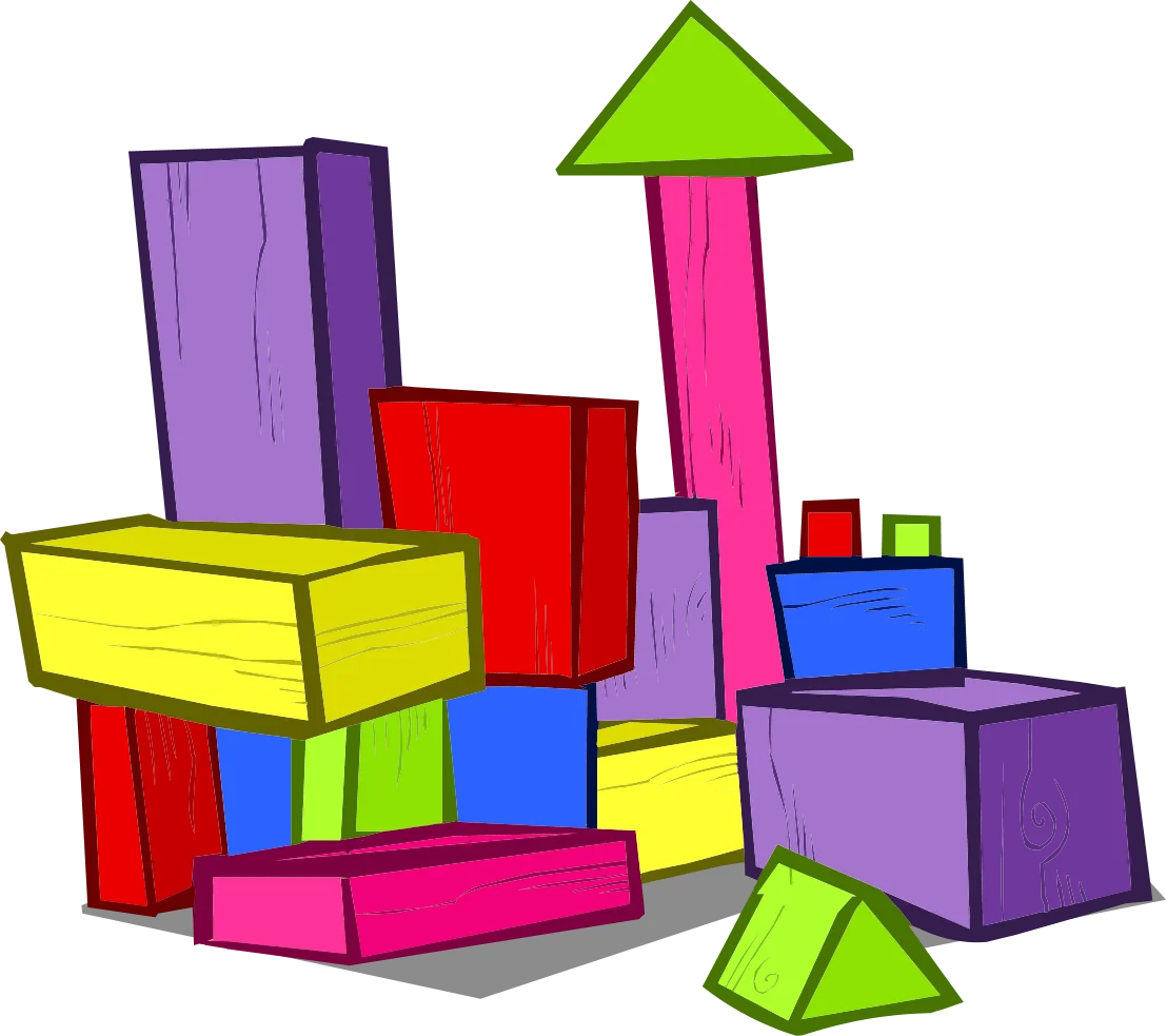 Playful Geometric Shapes Stacked Colorful Building Blocks Clipart Design