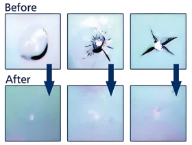 Professional Window Glass Repair and Impact Damage Restoration Clipart Sequence