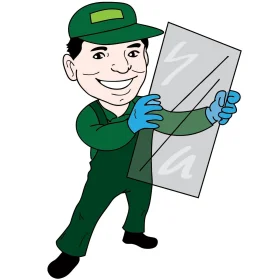 Professional Window Repair Service Technician Cartoon Clipart Illustration