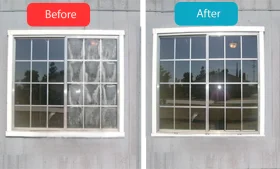 Professional Window Restoration and Repair Clipart Comparison Graphic