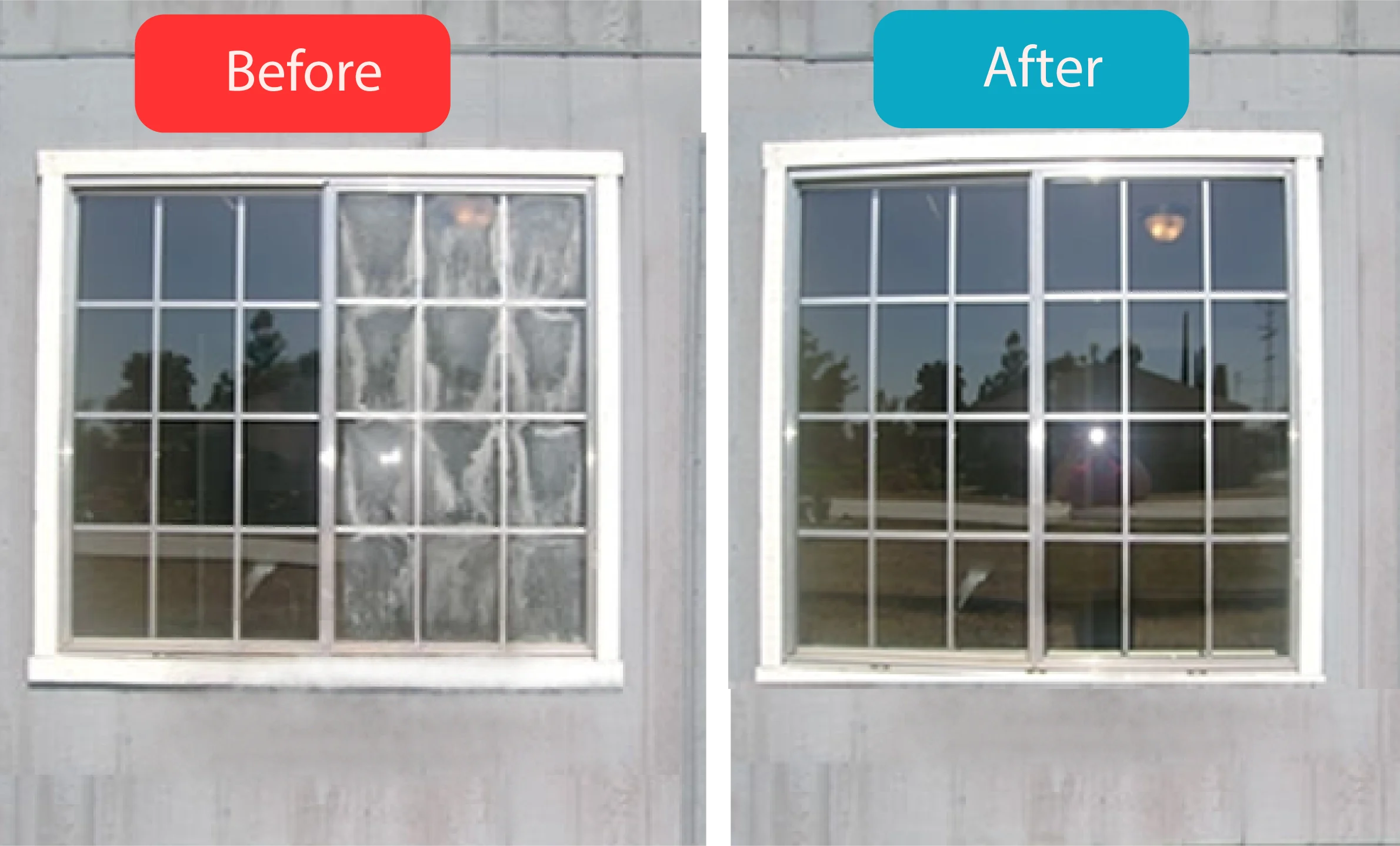 Professional Window Restoration and Repair Clipart Comparison Graphic