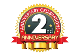 Radiant 2nd Anniversary Celebration Golden Seal Commemorative Clipart Design