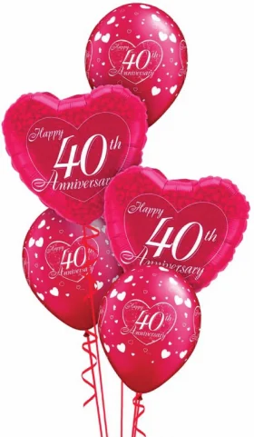 Radiant Ruby 40th Anniversary Celebration Balloon Clipart Collection