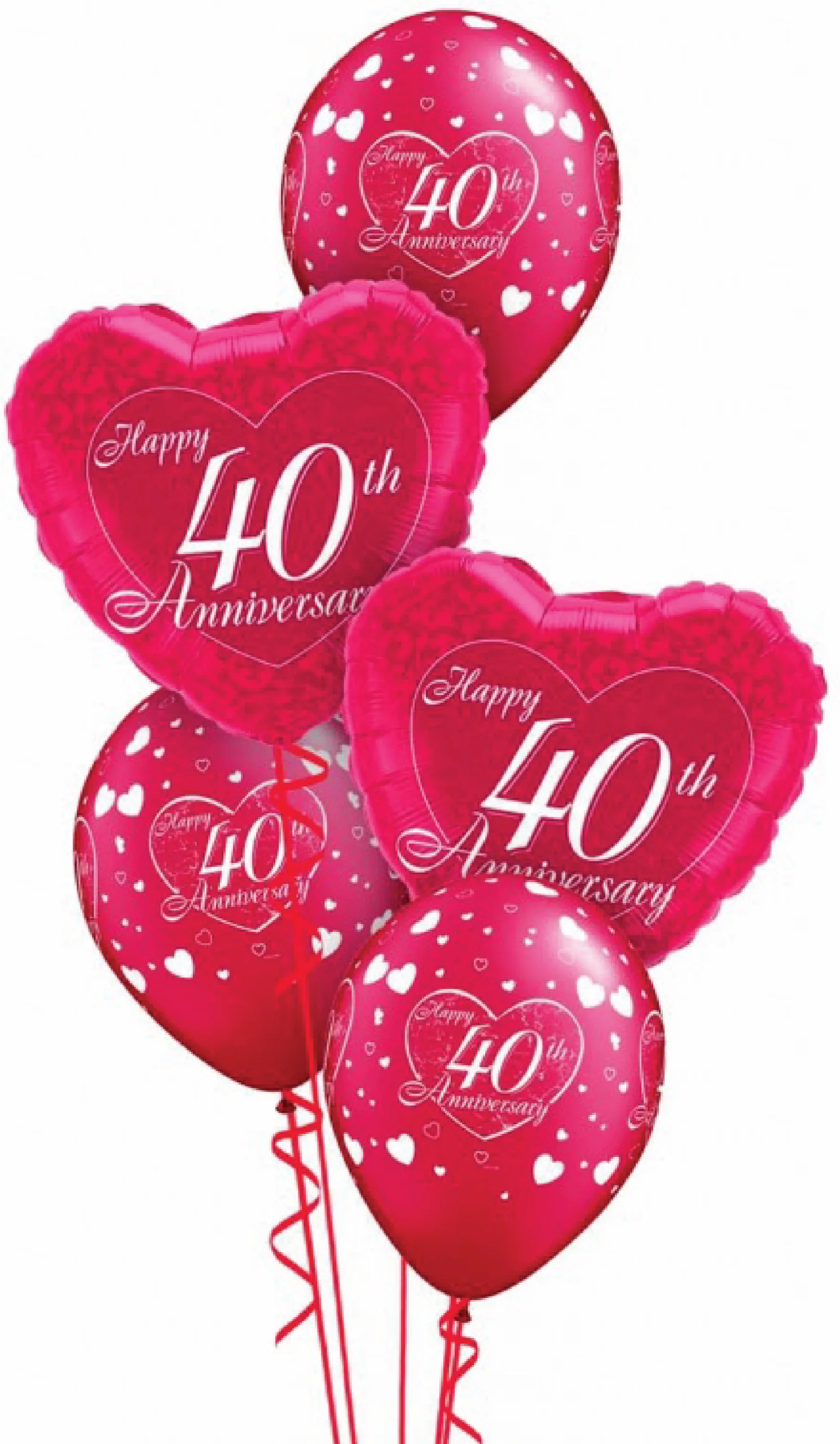 Radiant Ruby 40th Anniversary Celebration Balloon Clipart Collection