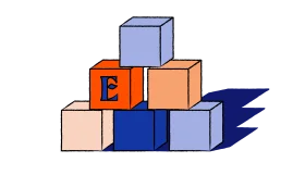 Stacked Geometric Colored Blocks Clipart with Letter E Accent