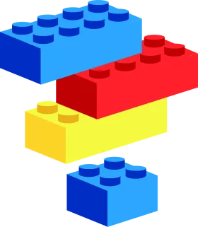 Stacked LEGO-Style Building Blocks Clipart in Bold Primary Colors