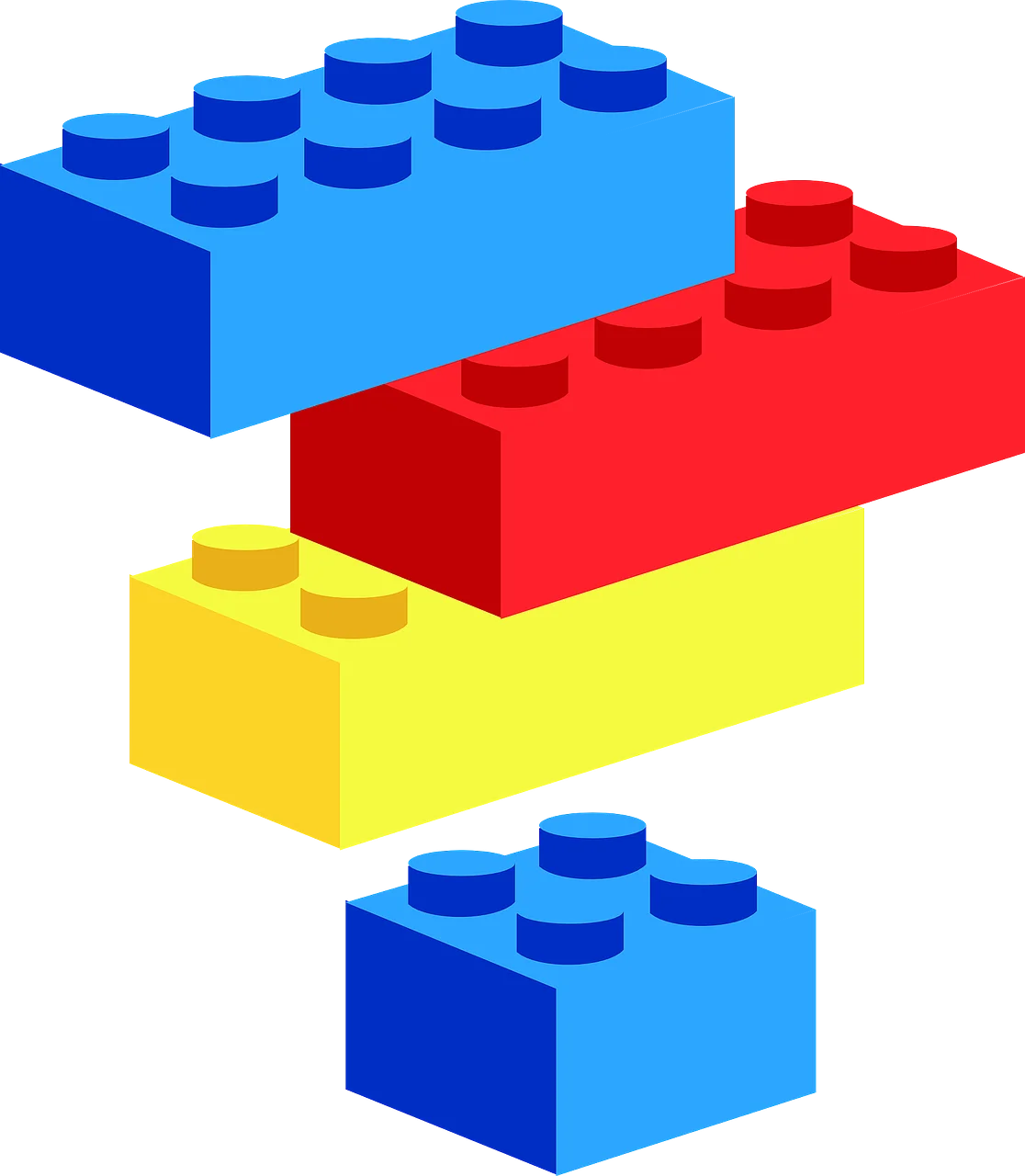 Stacked LEGO-Style Building Blocks Clipart in Bold Primary Colors