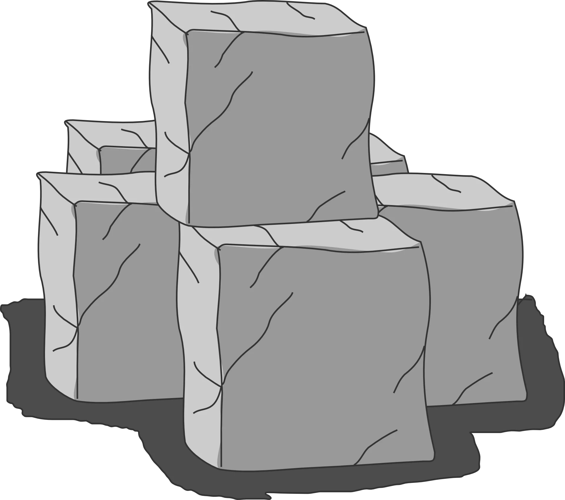 Stacked Stone-Like Geometric Blocks Clipart Illustration with Textured Surfaces